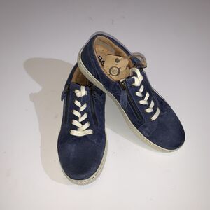 Born Paloma Sneakers Womens 10 Blue Suede Double Zip Lace Up Comfort Shoes